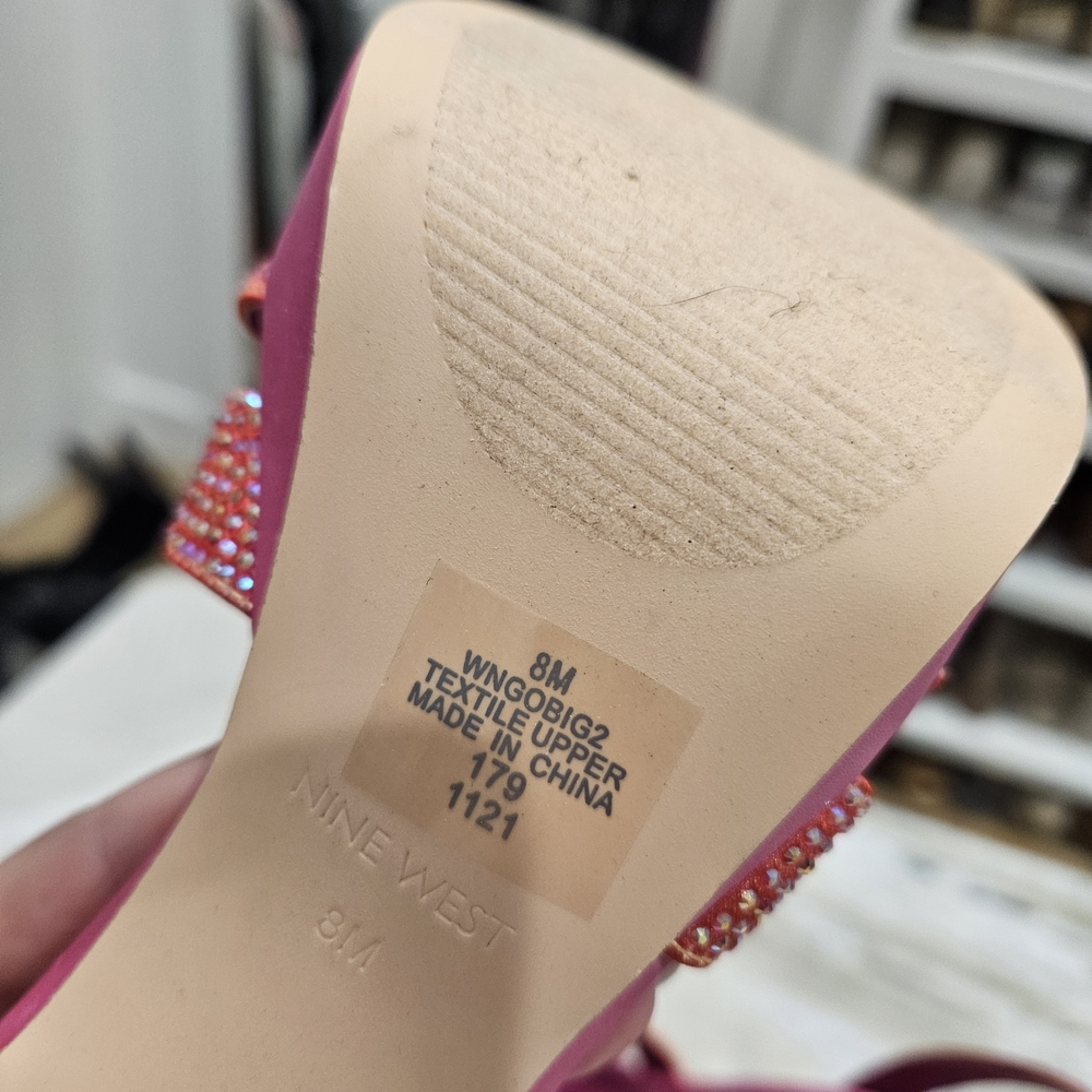 Nine West Pink and Gold Rhinestone Strappy Heels - Picture 4 of 4